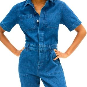 Everlane Supersoft Denim Shortsleeved Jumpsuit